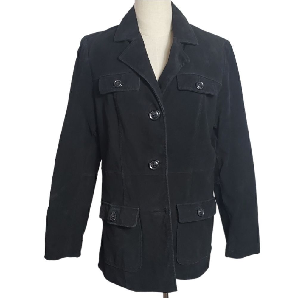 Denim & Co. Black Suede Shirt Jacket Shacket